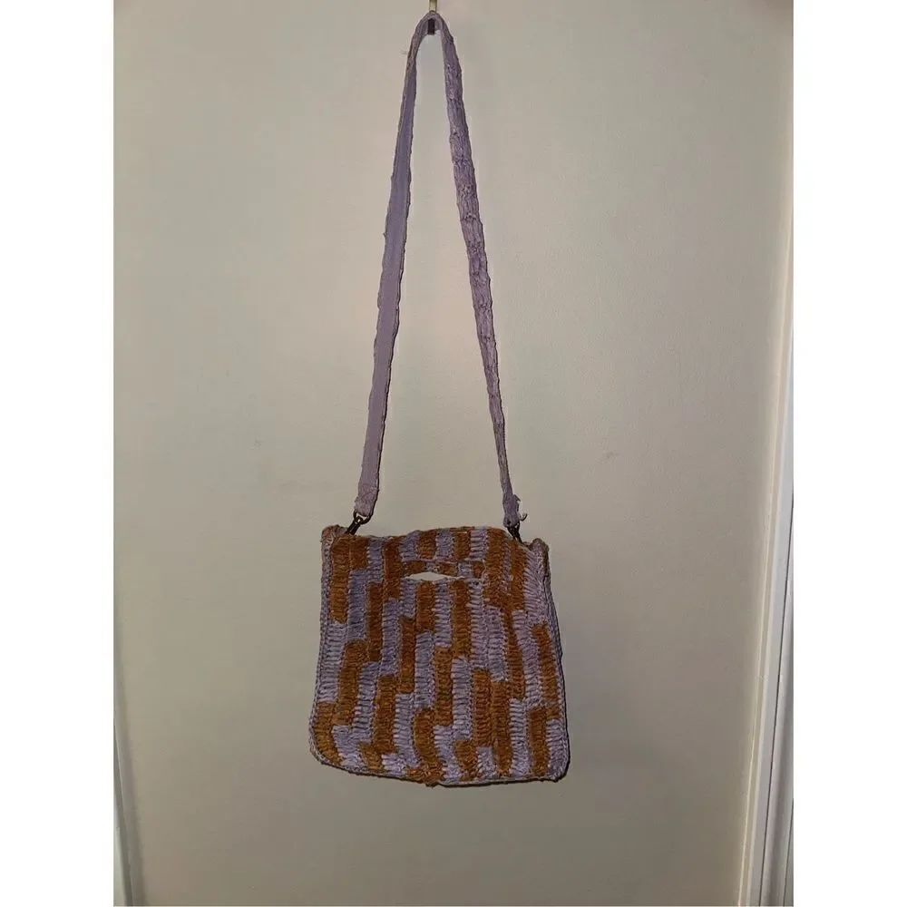 NWOT Free People Brunch Date Clutch In Lavender Brown Purple woven